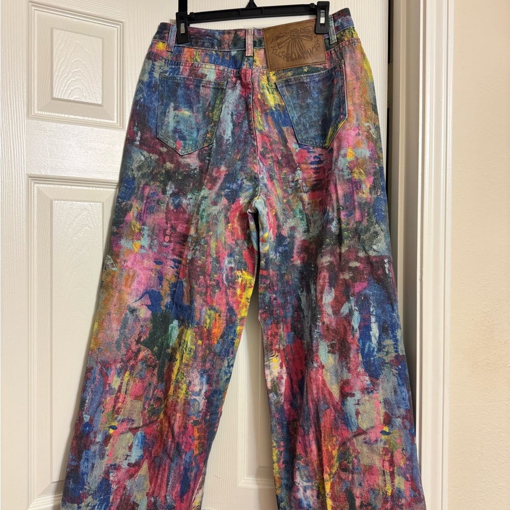 Multicolor Artistic Paint Splatter Jeans